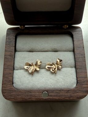 Vintage Gold filled 925 Butterfly leaves wings Earrings